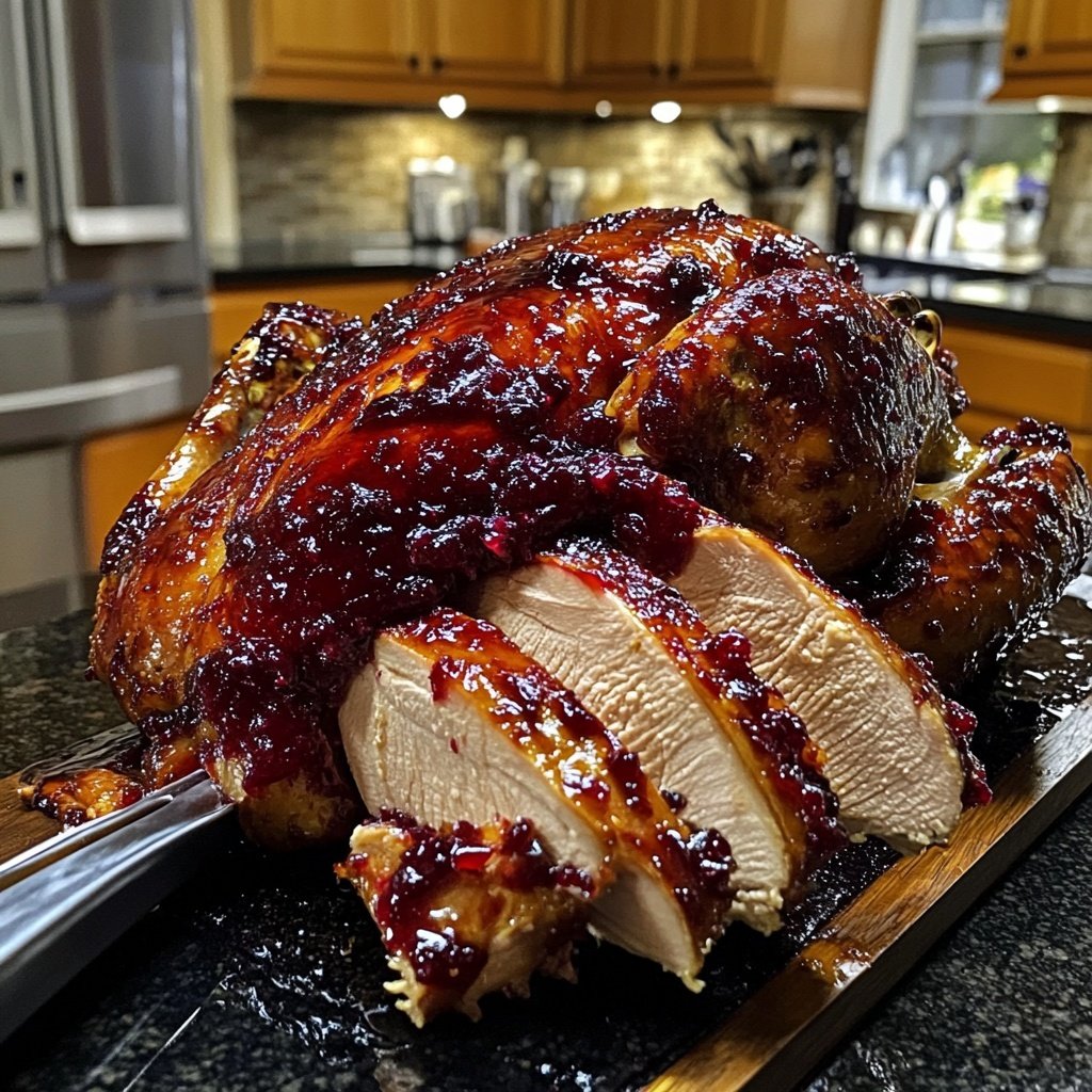 Roasted Turkey with Cranberry Glaze