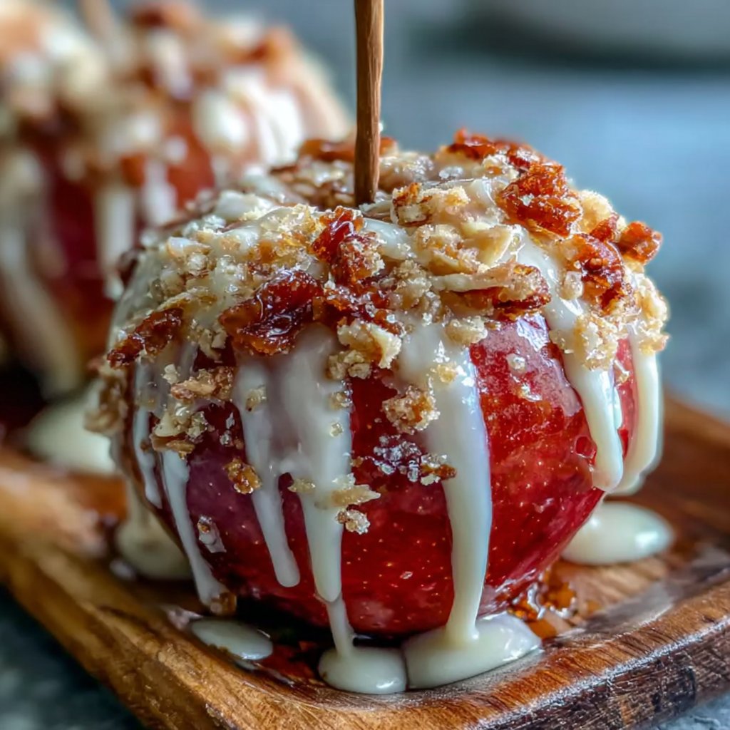Candy Apple With White Chocolate Drizzle