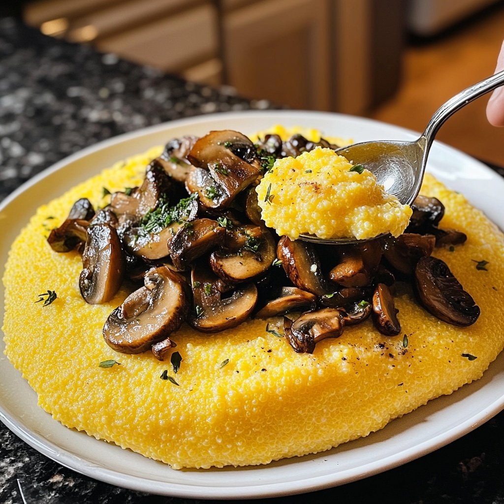 Romantic Creamy Polenta with Mushrooms